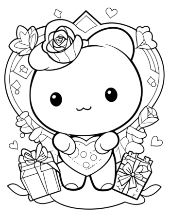 Personaje con regalos de san valentín